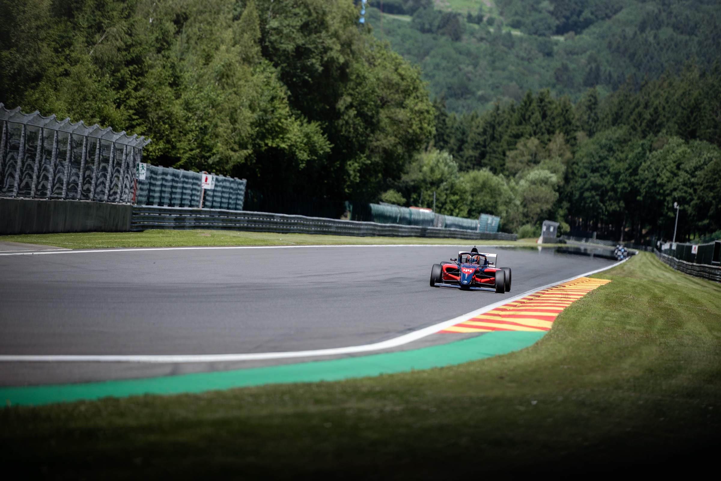 Jack Iliffe F4 car on the straight at Spa-Francorchamps